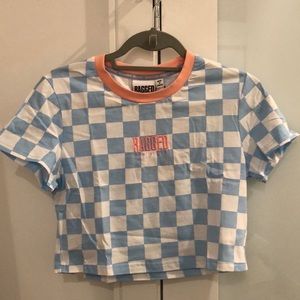 Ragged Priest blue and white checkered crop top